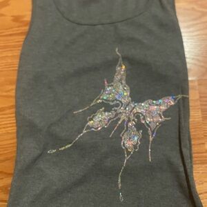 SHEIN Gray Tank Top with Butterfly Design